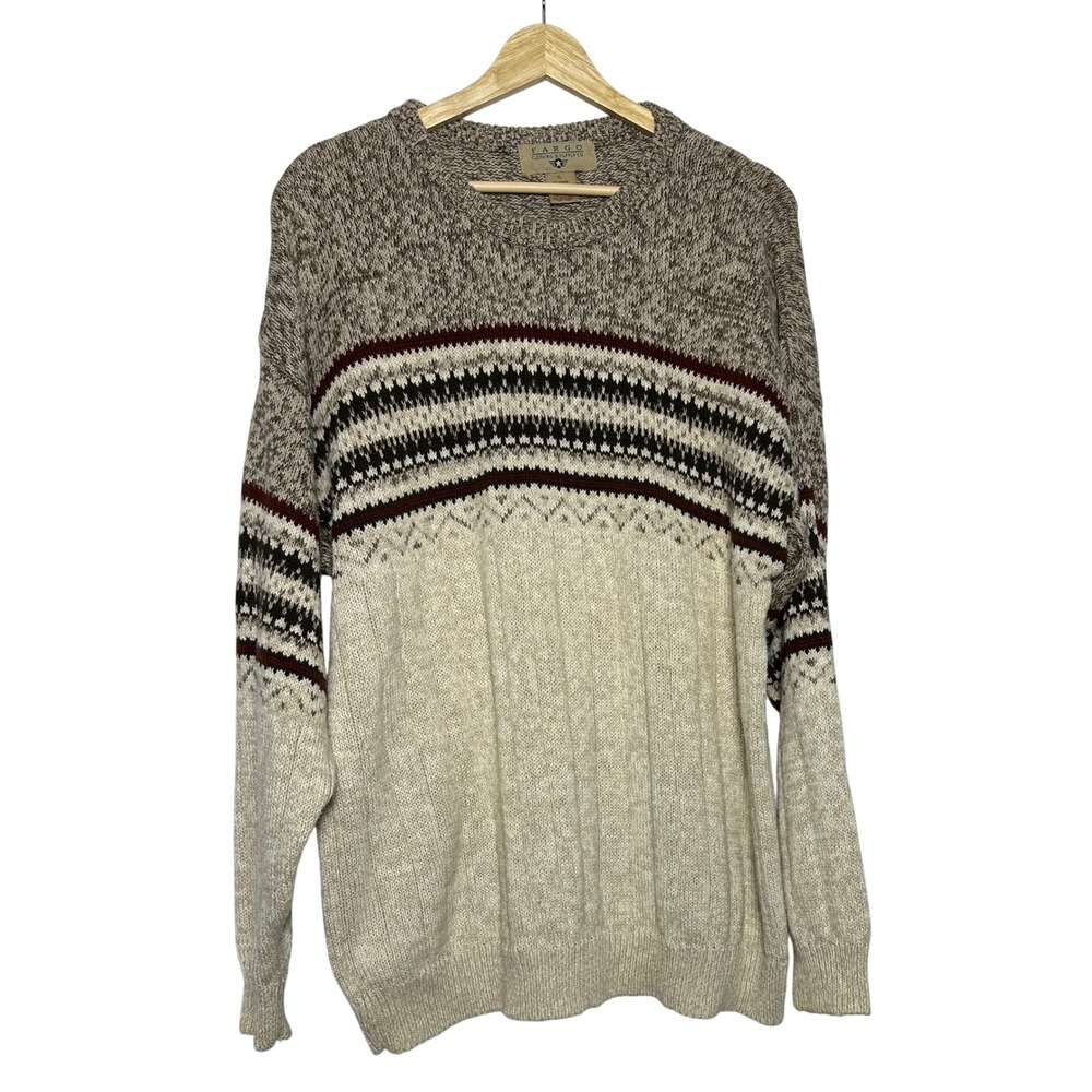 FARGO CLOTHING & SUPPLY CO Mens XL Fair Isle Knit Sweater Crew Neck Long Sleeve‎